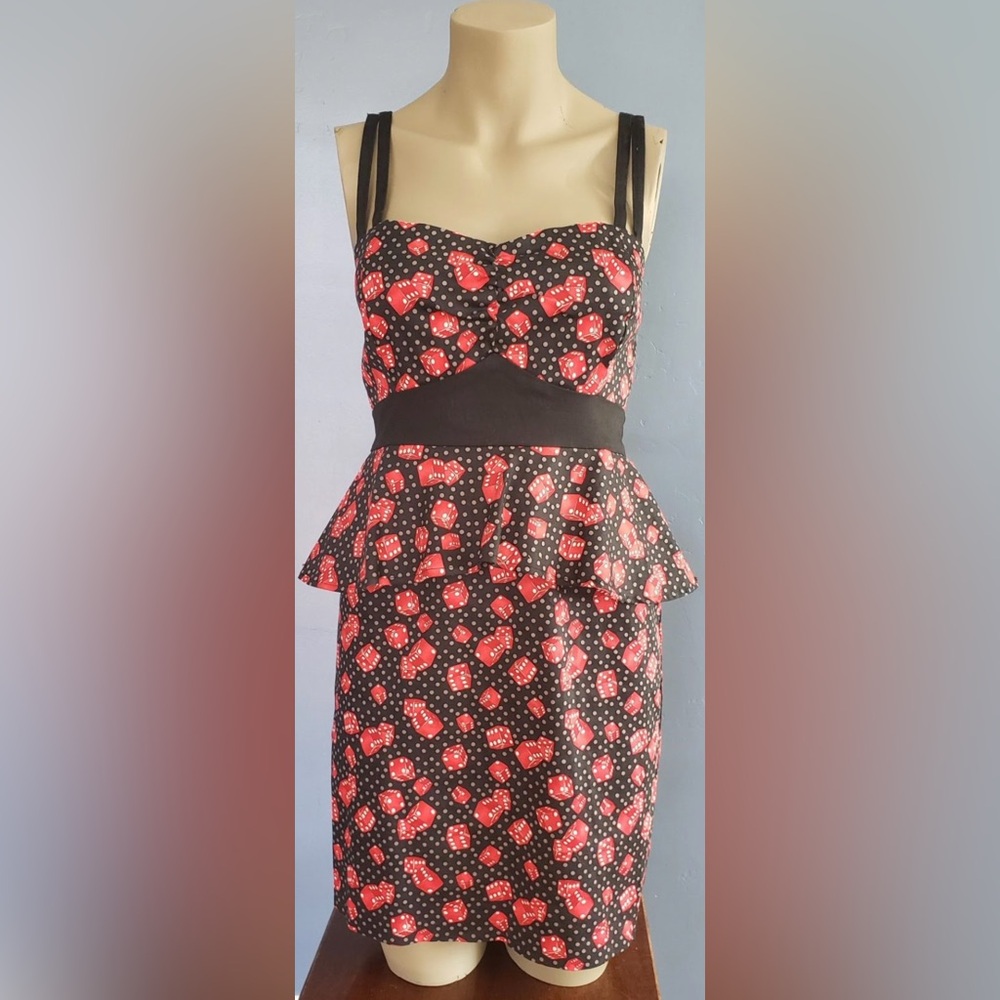 🎲 pattern mini pencil dress 🎲🎲 red and black